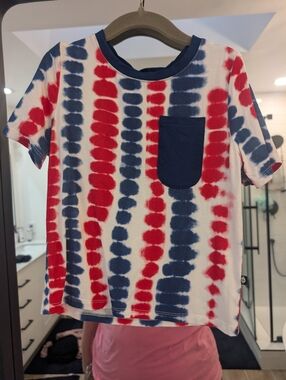 Kyte BABY Red & Blue Tie-Dye RipTide Pocket Tee